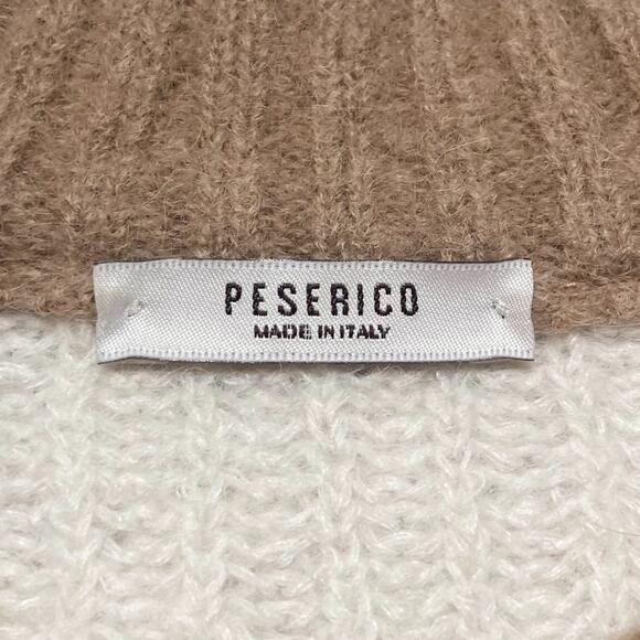 Peserico Color Block Alpaca Blend Mock Neck Sweater in Neutrals - Picture 3 of 5